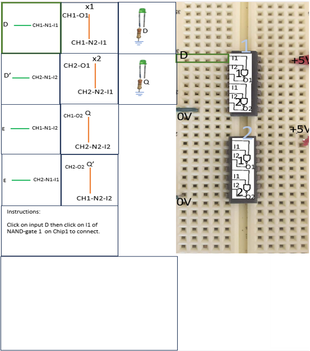 D latch breadboard assembly step 1